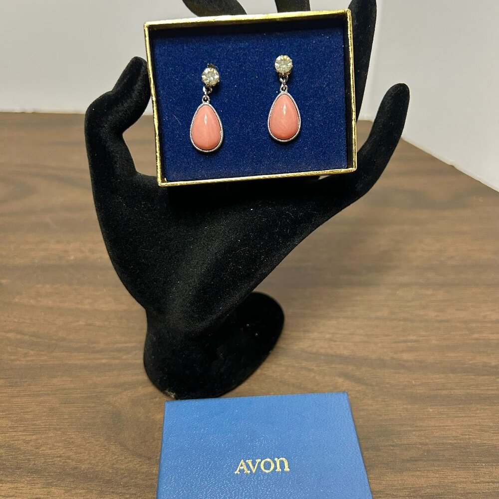 Vtg 70s Avon Convertible Faux Pink Coral Earrings w/ 14K White Gold Posts